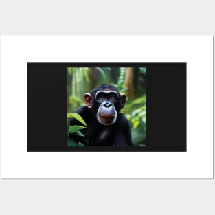 Chimpanzee in a Jungle Posters and Art